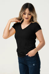 Camiseta de Elastano | Cuello V | Fit Stretch